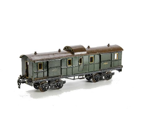 A Märklin Gauge I Continental ‘Gepackwagen’, in green with brown roof as no 19341, with sprung buffers, cast bogie frames, in