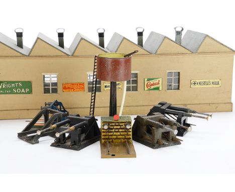 A Bassett-Lowke Gauge I ‘Northlight’ Locomotive Shed Turntable Components and Assorted Old Buffers, the single-road engine sh