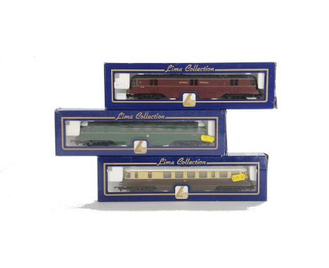 Lima 00 Gauge GWR Diesel Railcars, including passenger cars no 22 in GWR brown/cream and W32W in BR green, together with Expr