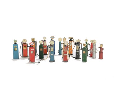 A large collection of Die-cast Petrol and Diesel pumps by various manufacturers Shell, BP, Fina, Power, Cleveland, Pratts, Es