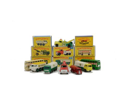 Matchbox Lesney 1-75 Series ‘BP’ & ‘Esso’ Models, 11b Esso Petrol Tanker, GPW, 71c Ford Heavy Wreck Truck, 13d Dodge Wreck Tr