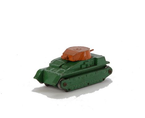 A Pre-War Hornby Series (Dinky Toys) 22f Army Tank, green body, orange turret, ‘Hornby Series’ cast in, no tracks, VG
