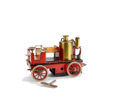 A Bing clockwork model Steam Fire Engine, Cat Ref 14311/1, in red, yellow and black with brass coloured boiler and pistons, c