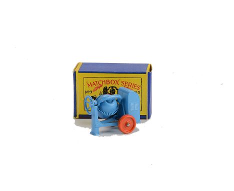 Matchbox Lesney 1-75 Series MB-3a Cement Mixer, light blue, orange wheels, in type B box, E, box E