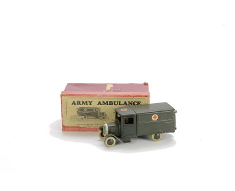 Britains boxed 1512 square nose Army Ambulance, dark green khaki version G, in F box