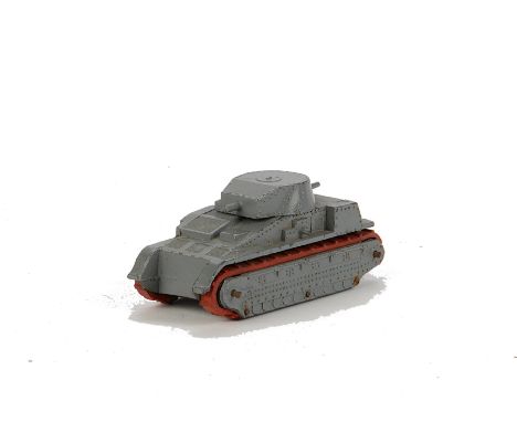 A Pre-War Dinky Toys 22f Army Tank, light grey body, ‘Meccano Dinky Toys’ cast in, remains of red tracks, VG