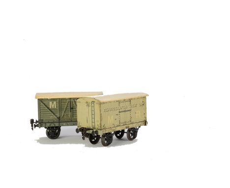 Märklin Gauge I Midland Railway Freight Stock, comprising light grey ‘Refrigerator Meat Van’ Midland 7803, F-G, general wear,