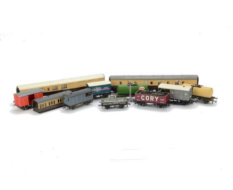 Unboxed 00 Gauge Assorted Rolling Stock by Various Makers, including coaches and wagons by Triang, Hornby, Lima and others, k