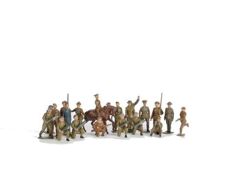 Lead infantry figures by Britains, Taylor & Barrett, Hilco, etc, generally F, a few G, 20 P (150)