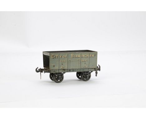 A Very Rare Carette/Bassett-Lowke Gauge I City of Birmingham Gas Dept Hopper Wagon, with opening flap to base, in grey with o