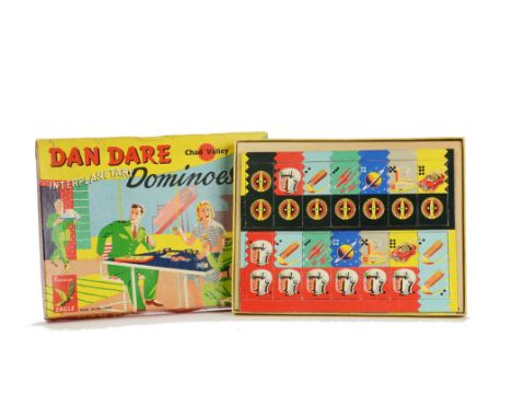 Chad Valley Dan Dare Interplanetary Dominoes, comprising two unused card sheets each with 14 Dominoes, in original box, VG, b