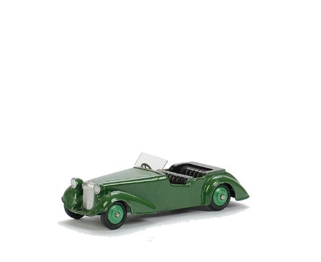 A Dinky Toys 38d Alvis Sports Tourer, export issue with green body, light green hubs, black seats, VG-E, a few minor chip ret