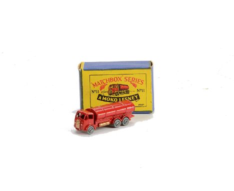 Matchbox Lesney 1-75 Series MB-11a ERF Road Tanker, red body, small ‘Esso’ decal to rear of tank, gold trim, MW, in type B bo