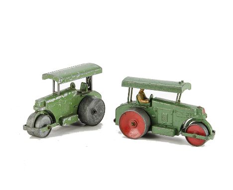 Early Lesney Moko Large Scale Diesel Road Roller, dark green body, bare metal rollers, without driver and flywheel, F, with t