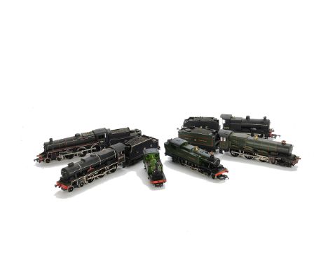 Unboxed 00 Gauge Steam Locomotives by Mainline Airfix and Lima, including Mainline standard 4MT 75006 in BR black and J72 tan