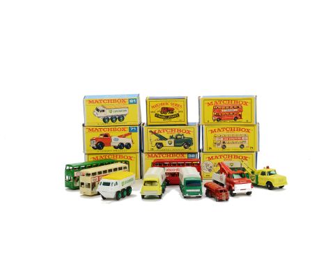 Matchbox Lesney 1-75 Series ‘BP’ & ‘Esso’ Models, 11a Esso Road Tanker, 71c Ford Heavy Wreck Truck, 13d Dodge Wreck Truck, 74