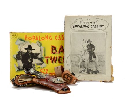 Hopalong Cassidy Games Holster Set and Watch, George Sampson and Son HC Belt and Holster with Lone Star Cheyenne Cap Gun, in 