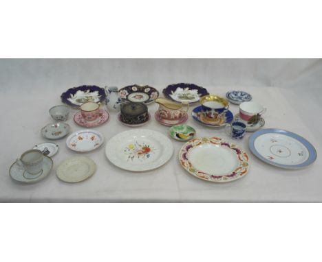 A quantity of 18th century and later ceramics to inc Worcester jug, sunderland lustre jug etc