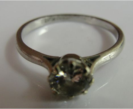 A platinum mounted diamond solitaire ring 1ct spread moe measurement 0.75ct