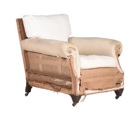 A MAHOGANY ARMCHAIR FRAMEEARLY 20TH CENTURYIn the manner of Howard & Sons, in need of re-upholstery84cm highProvenance: Sold 