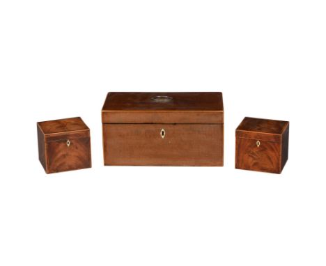 A PAIR OF GEORGE III MAHOGANY TEA CADDIESLATE 18TH CENTURYOf rectangular form, each with an internal lid10.5cm high, 11.5cm w
