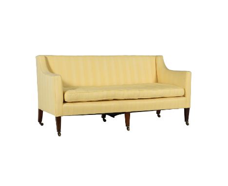A MAHOGANY AND UPHOLSTERED SOFAIN GEORGE III STYLE, 20TH CENTURY81cm high, 167cm wide, 67cm deepCondition Report: Marks, knoc
