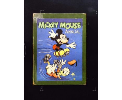 Mickey Mouse Annual hardback book 124 pages Published Dean and Son Ltd. Showing signs of age has torn spine with tape corner 