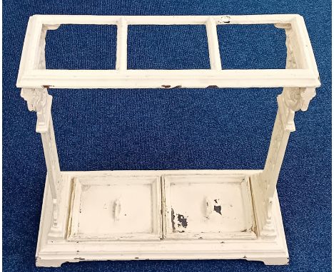 A Victorian cast iron stick or umbrella stand, painted white, height 57cm.
