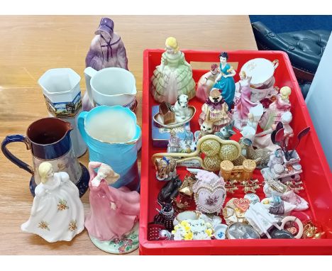 A collection of various porcelain and ornaments, to include a figure by Staffordshire, another by Midwinter Burslem, jugs, et