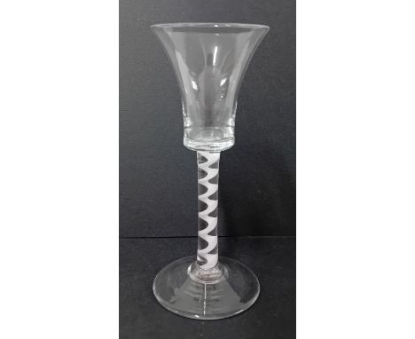 A Georgian single air twist wine glass of trumpet form, height 15.5cm.