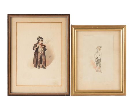 Joseph Clayton Clark (1856-1937), two drawings of  characters from Charles Dickens stories, of which  he is will known. The f