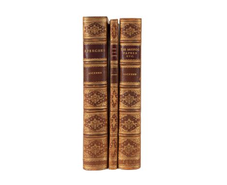 Three finely bound first editions of works by  Charles Dickens. Speeches, Literary and Social by  Charles Dickens. Published 