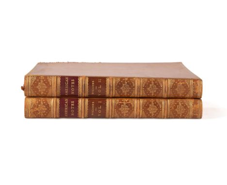 Two volume set of American Notes for General  Circulation by Charles Dickens. Published 1842 by  Chapman and Hall. First edit