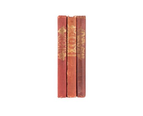 Three Christmas books by Charles Dickens in the  original cloth: The Cricket on the Hearth by  Charles Dickens. Published 184