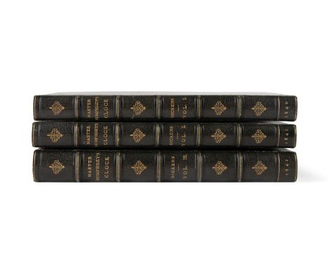 Three volume first edition set of Master  Humphrey's Clock by Charles Dickens. Published  1840-1841 by Chapman and Hall. Firs