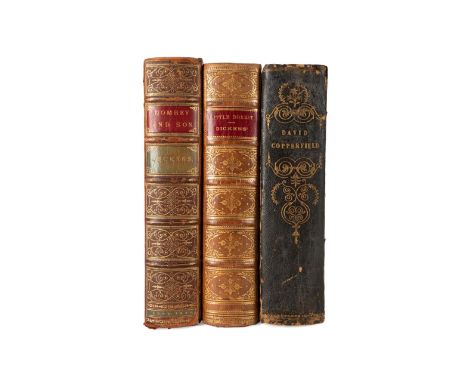 A collection of 3 finely bound first editions by  Charles Dickens: Dombey and Son by Charles  Dickens. Published 1848 by Brad