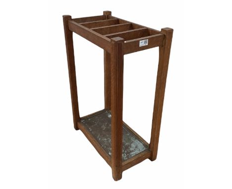 Oak Stick stand with drip tray and small Moroccan sheep wool rug