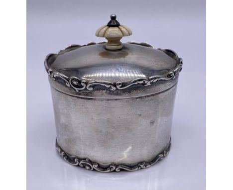 Silver tea caddy, Hamilton & Inches c1904137g
