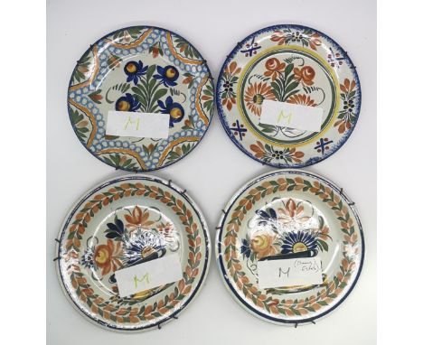 Five Henriot Quimper pottery plates