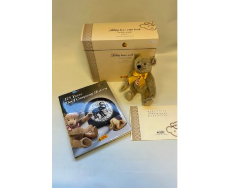 125 Years of Steiff Cinnamon Bear along with book [25cmNo.00658] along with "Grace" Exclusive to Hamleys Apricot Bear [28cm N