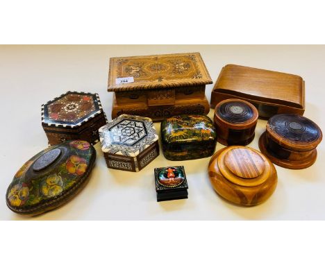 Trinket boxes, jewellery boxes one to include sand and shells from India