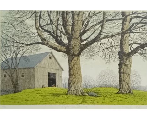 Carol ColletteOriginal etching and hand painted in colour titled ''April Awakening', signed and dated 1982.[frame 49x62]