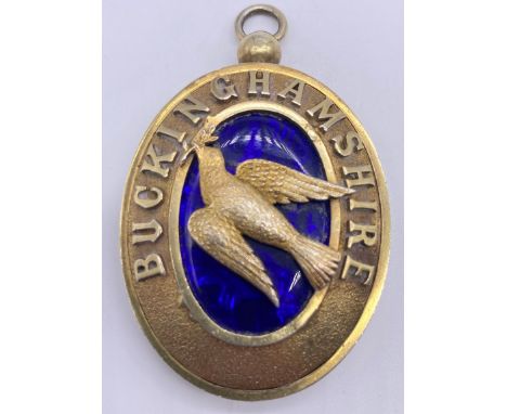 Silver Masonic medallion Marked Buckinghamshire displaying a Dove of Peace with enamel back size 6.5 cm marked GK&amp;S Londo
