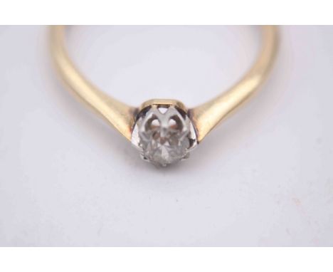 A boxed Edwardian gold and platinum old mine diamond solitaire diamond ring, set to centre with a cushion shape old mine diam