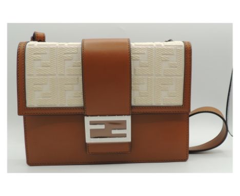 Fendi Men's Flat Baguette Ff-Debossed Leather Cross-Body Bag, Tan / Multi. RRP £980