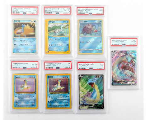 Pokemon TCG. Lapras PSA Collection. This lot contains seven various PSA Lapras cards. Lapras Vmax SESH Base 10, Lapras V SWSH
