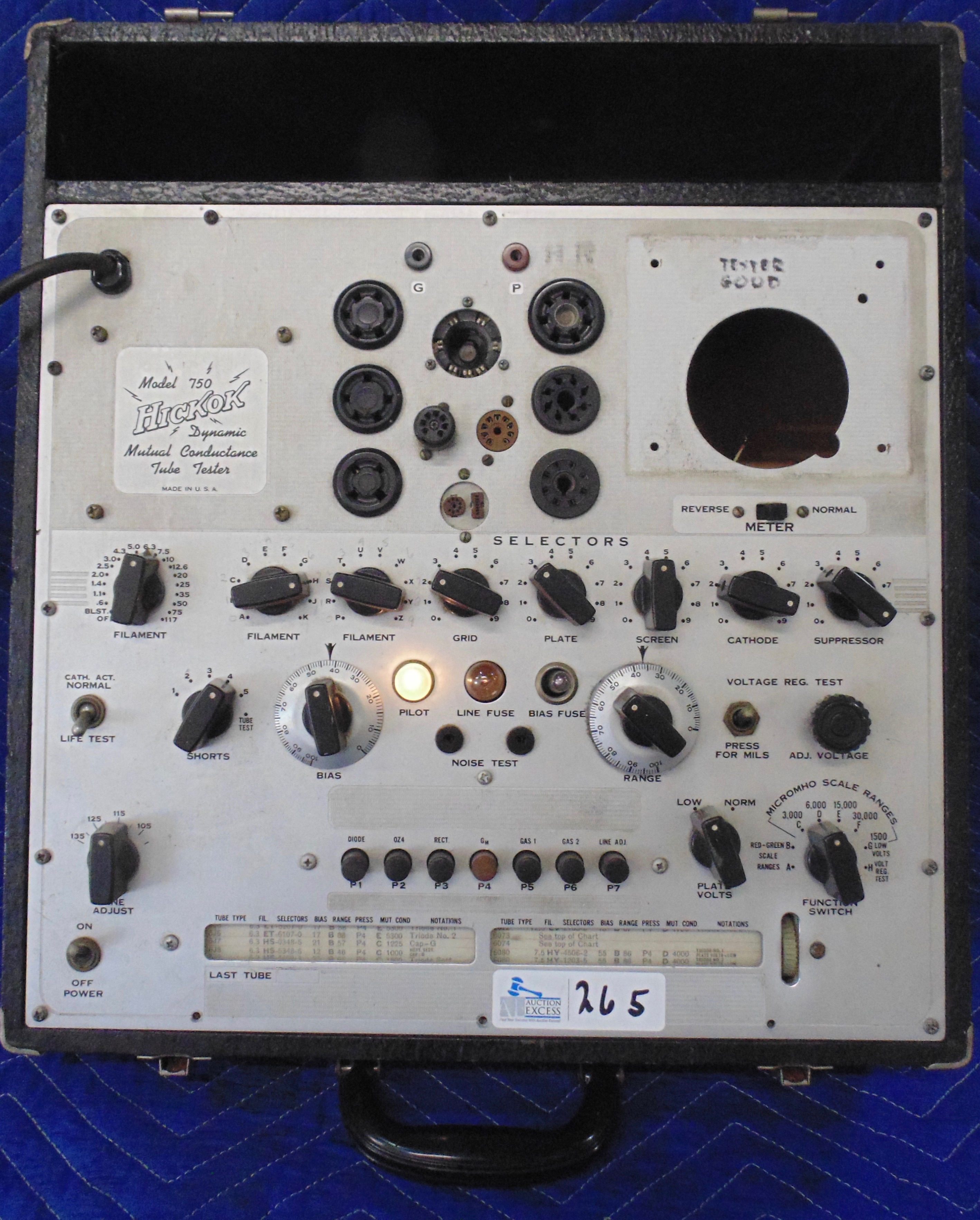 HICKOK 750 TUBE TESTER NO METER