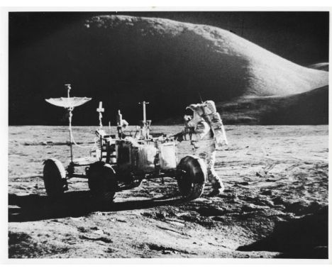 David ScottJames Irwin and the Lunar Rover in front of Mount Hadley, EVA 1Apollo 15, 26 July - 7 August 1971 Vintage gelatin 