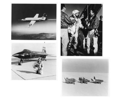 A comprehensive collection of thirty-six photographs documenting the series of experimental aircraft and rocket powered X-pla