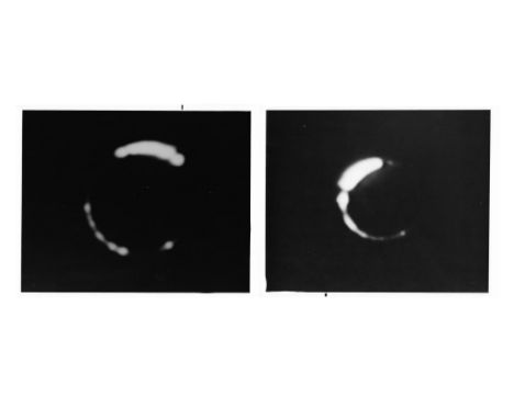 A pair of extraordinary images taken by Surveyor's 3 television camera, the first photographs to document from the surface of